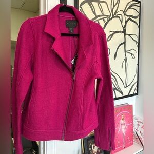 Tahari pink wool zip up jacket NWT